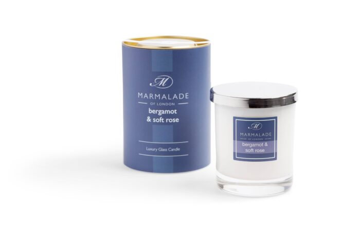 Bergamot and Soft Rose Glass Candle