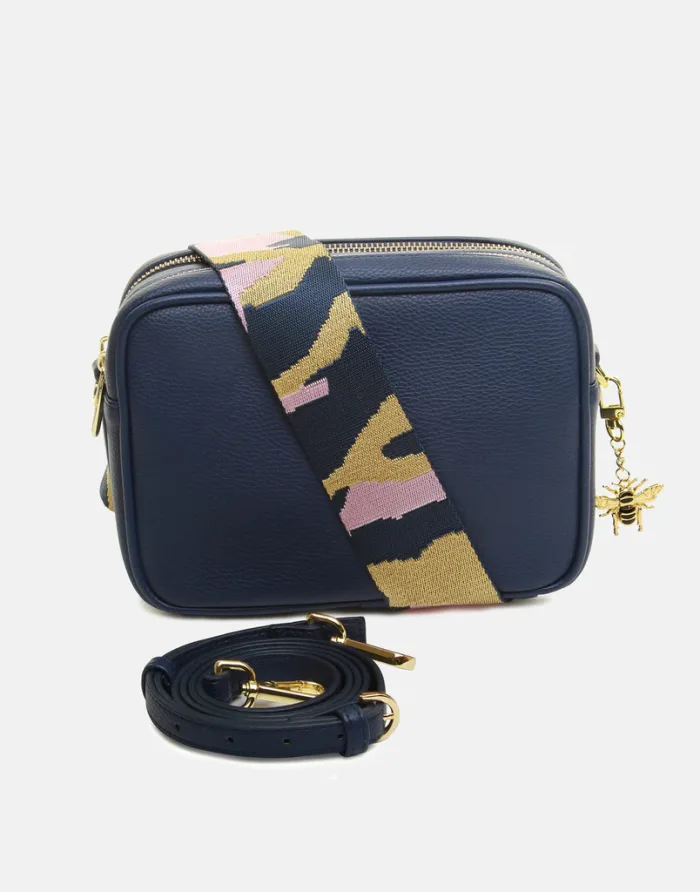 Navy Soho duel compartment camera cross body bag