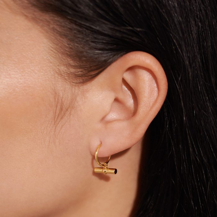 Aura Gold Bar Hoop Earrings